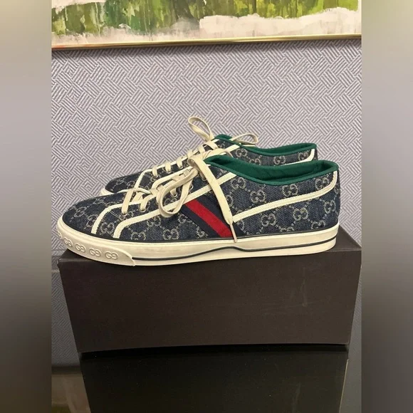 Men's Size 16 New Never Worn gucci 1977 Sneaker Navy with Gucci Details